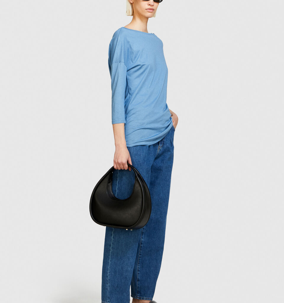 T-shirt with boat neck - women's long sleeve t-shirts - Light Blue | Sisley image number 2